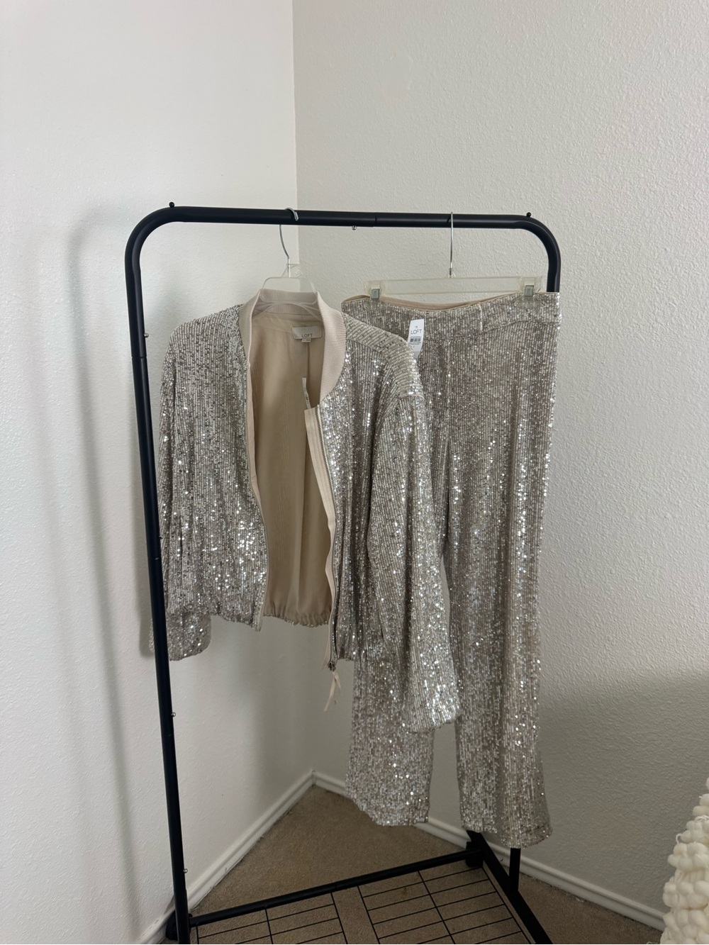 LOFT Silver Sequin Jacket